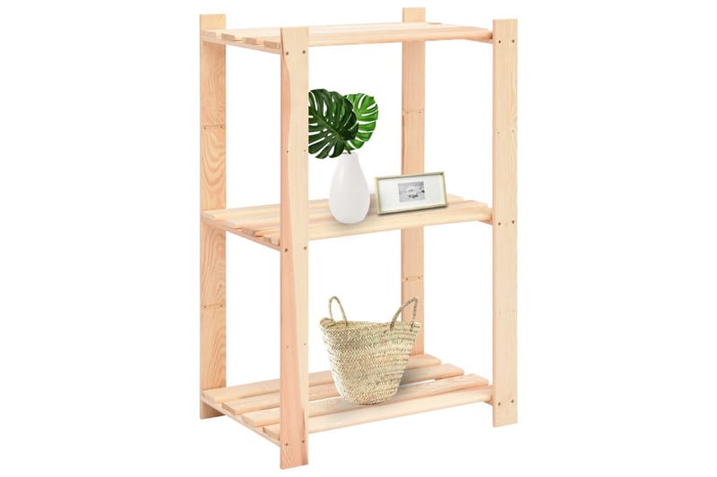 Förvaringshylla 3 hyllor 2 st 60x38x90 cm massiv furu 150 kg - Beige - Förvaring - Hyllor - Förvaringshylla - Lagerhylla