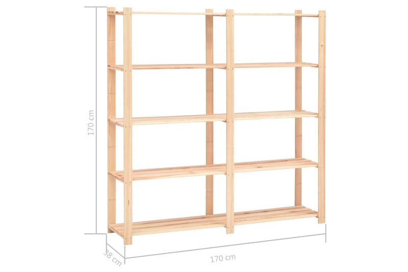 Förvaringshylla 5 hyllplan 170x38x170 massivt furu 500 kg - Beige - Förvaring - Hyllor - Förvaringshylla - Lagerhylla