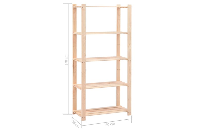 Förvaringshylla 5 hyllplan 80x38x170 cm massiv furu 250 kg - Beige - Förvaring - Hyllor - Förvaringshylla - Lagerhylla