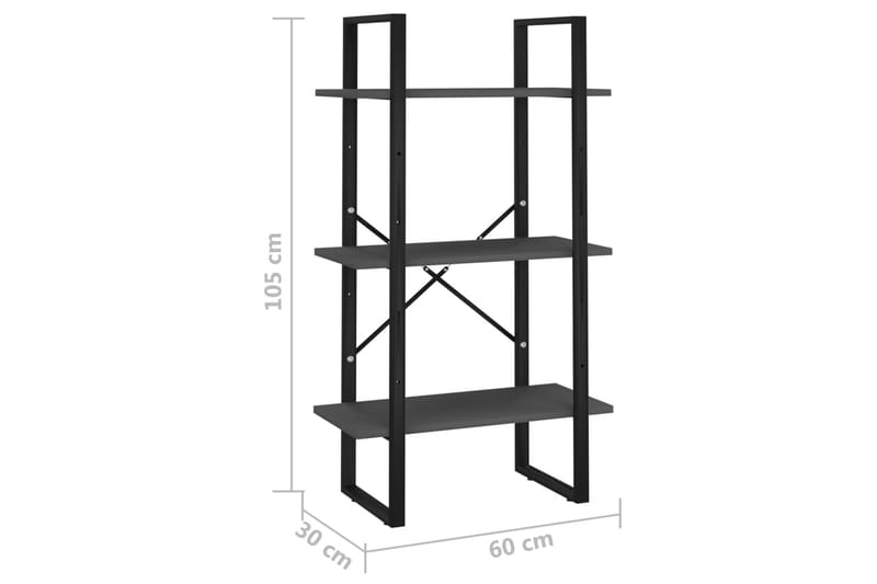 Förvaringshylla grå 60x30x105 cm spånskiva - Grå - Lagerhylla