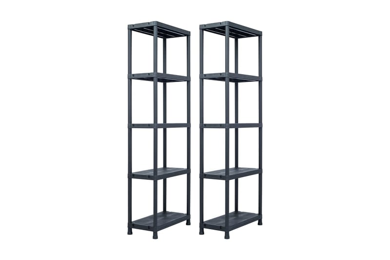Förvaringshyllor 2 st svart 125 kg 60x30x180 cm plast - Svart - Förvaring - Hyllor - Förvaringshylla - Lagerhylla