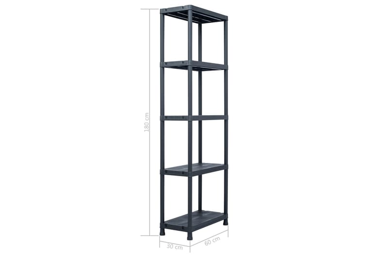 Förvaringshyllor 2 st svart 125 kg 60x30x180 cm plast - Svart - Förvaring - Hyllor - Förvaringshylla - Lagerhylla