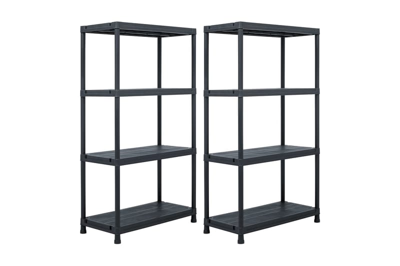 Förvaringshyllor 2 st svart 60x30x138 cm plast - Svart - Förvaring - Hyllor - Förvaringshylla - Lagerhylla