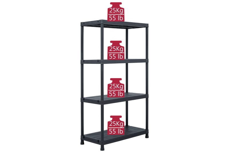 Förvaringshyllor 2 st svart 60x30x138 cm plast - Svart - Förvaring - Hyllor - Förvaringshylla - Lagerhylla