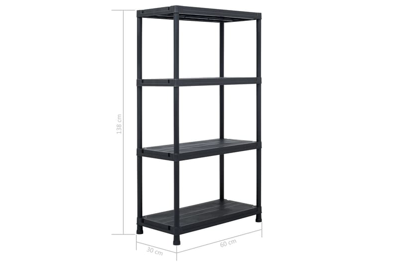 Förvaringshyllor 5 st svart 60x30x138 cm plast - Svart - Förvaring - Hyllor - Förvaringshylla - Lagerhylla