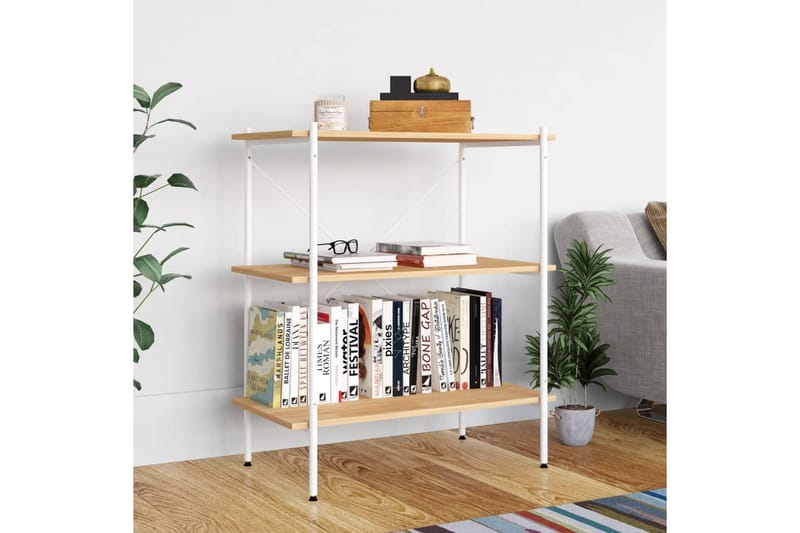 Hyllenhet med 3 hyllplan vit och ek 80x40x92 cm - Vit - Förvaring - Hyllor - Förvaringshylla - Lagerhylla