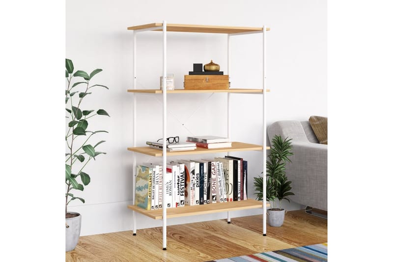 Hyllenhet med 4 hyllplan vit och ek 80x40x130 cm - Vit - Förvaring - Hyllor - Förvaringshylla - Lagerhylla