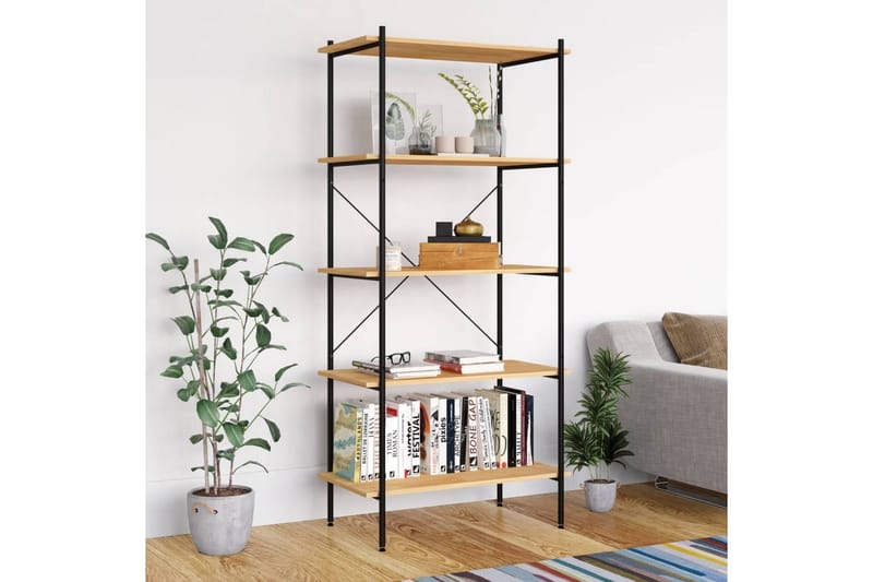 Hyllenhet med 5 hyllplan svart och ek 80x40x163 cm - Svart - Förvaring - Hyllor - Förvaringshylla - Lagerhylla