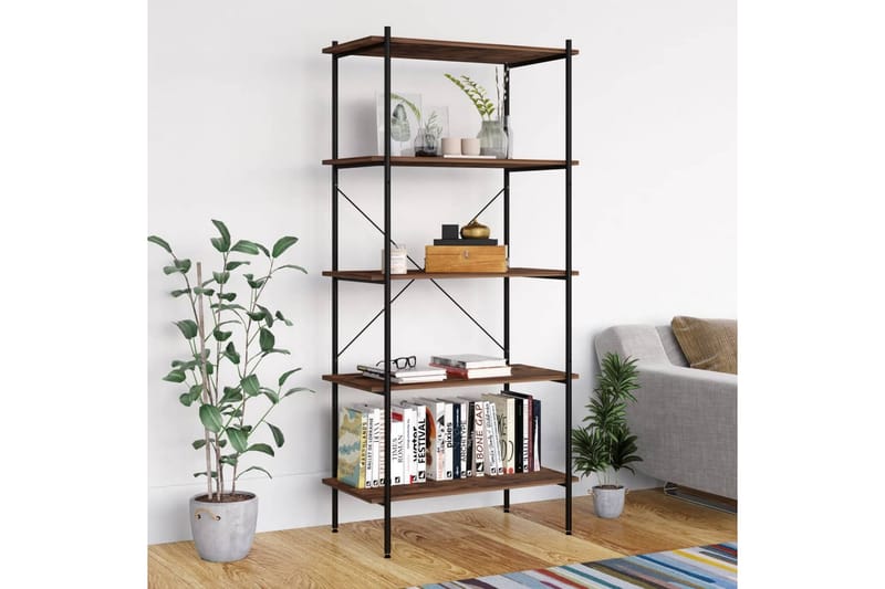 Hyllenhet med 5 hyllplan svart och mörkt trä 80x40x163 cm - Svart - Förvaring - Hyllor - Förvaringshylla - Lagerhylla