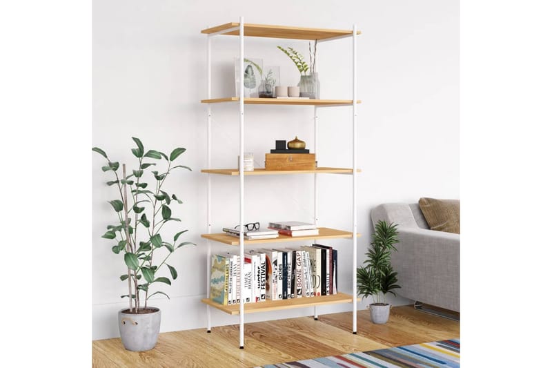 Hyllenhet med 5 hyllplan vit och ek 80x40x163 cm - Vit - Förvaring - Hyllor - Förvaringshylla - Lagerhylla