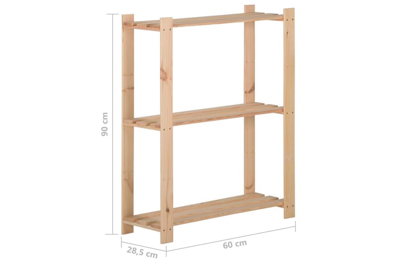 Lagerhylla 3 hyllplan 60x28,5x90 cm massiv furu - Brun - Förvaring - Hyllor - Förvaringshylla - Lagerhylla