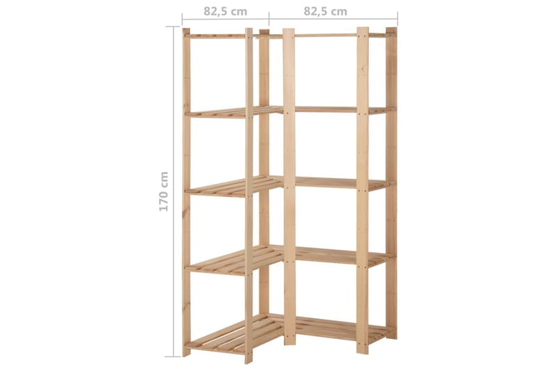 Lagerhylla hörn 5 hyllplan 82,5x82,5x170 cm massiv furu - Brun - Förvaring - Hyllor - Förvaringshylla - Lagerhylla