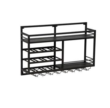Vägghängd vinhylla | Vin & glasförvaring | Tom vänster | 99 × 25 × 65 cm | Obsidian - Förvaring - Hyllor - Förvaringshylla - Vinställ & vinhylla