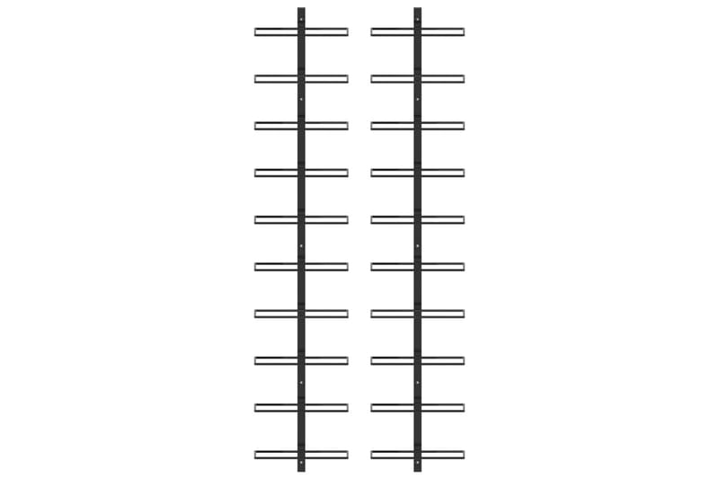 Väggmonterat vinställ för 20 flaskor 2 st svart metall - Svart - Vinställ & vinhylla