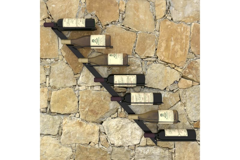 Väggmonterat vinställ för 7 flaskor svart metall - Svart - Vinställ & vinhylla