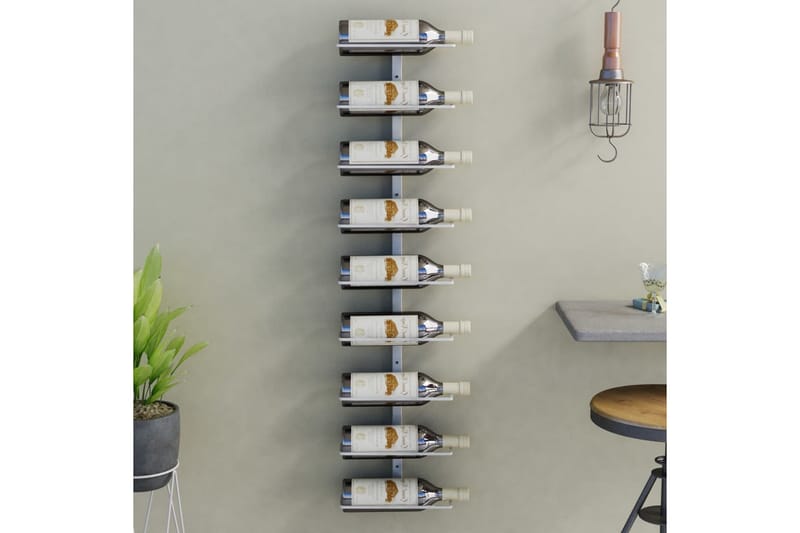 Väggmonterat vinställ för 9 flaskor vit järn - Vit - Vinställ & vinhylla