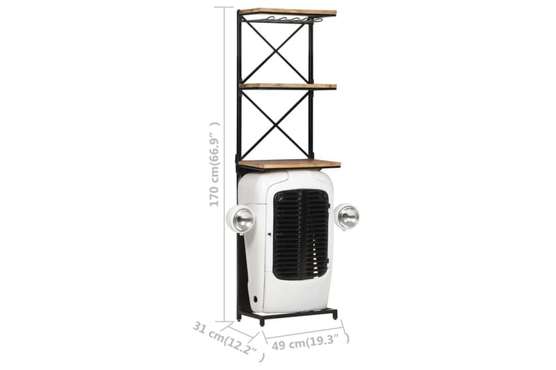 Vinhylla traktor vit 49x31x170 cm grovt mangoträ - Vit - Förvaring - Hyllor - Förvaringshylla - Vinställ & vinhylla