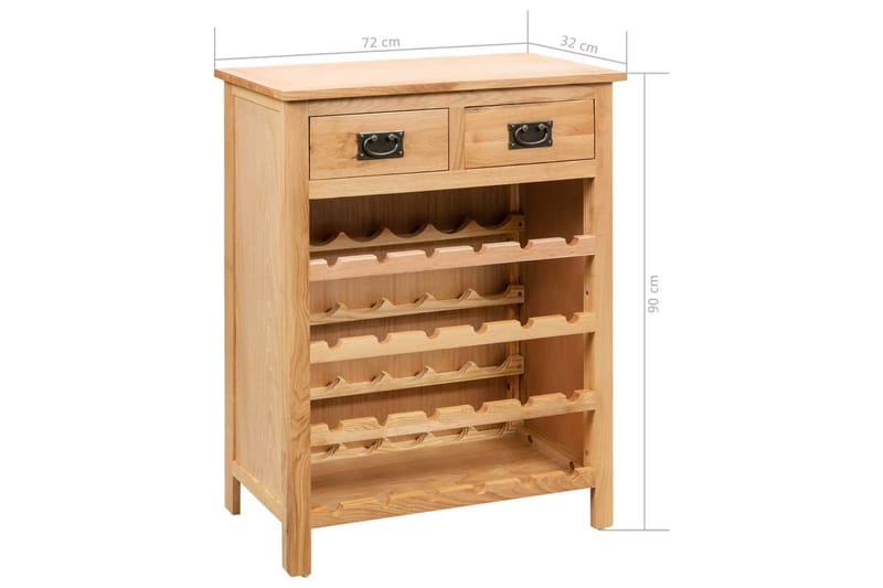 Vinskåp 72x32x90 cm massiv ek - Brun - Förvaring - Hyllor - Förvaringshylla - Vinställ & vinhylla