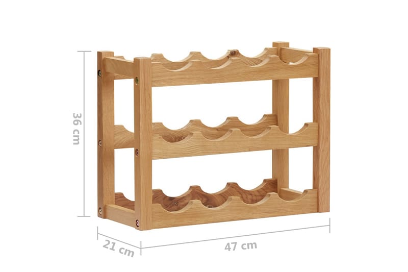 Vinställ för 12 flaskor 47x21x36 cm massiv ek - Brun - Förvaring - Hyllor - Förvaringshylla - Vinställ & vinhylla
