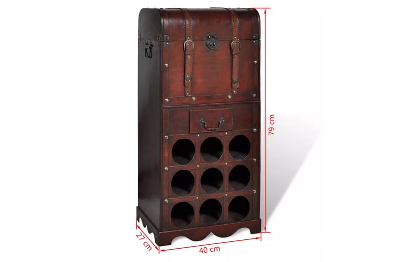 Vinställ med förvaringskista och låda 9 flaskor - Röd - Vinställ & vinhylla