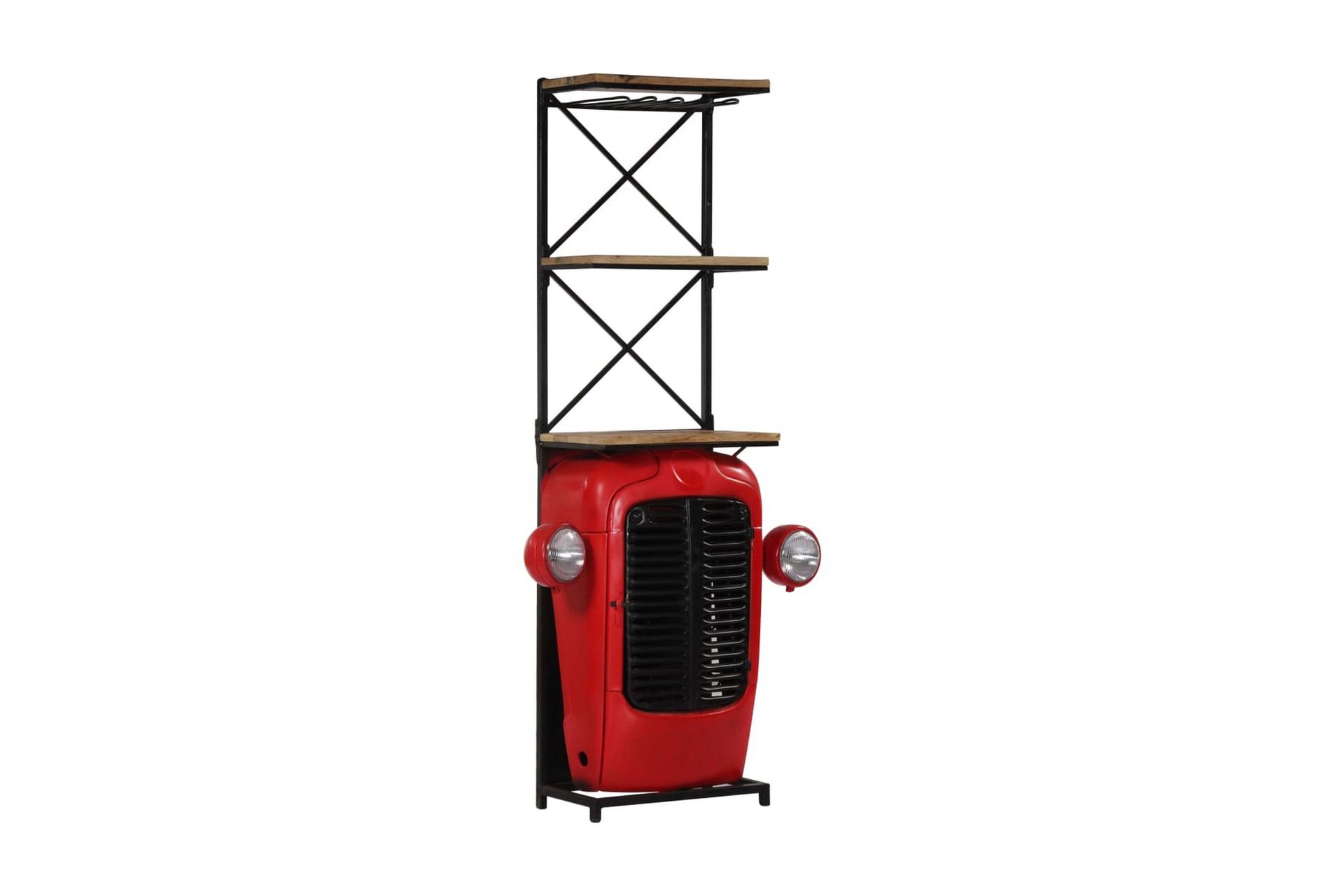 Vinställ traktor 49x32x183 cm massivt mangoträ - Röd