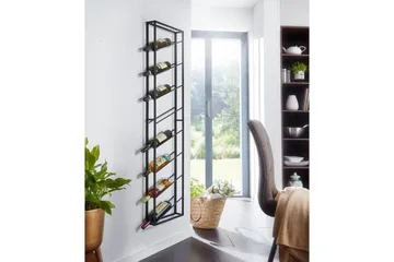 Vinställ Wohnling väggmonterad, plats för 8 flaskor, pulverlackerad metall, industriell loftstil Svart - Svart - Förvaring - Hyllor - Förvaringshylla - Vinställ & vinhylla