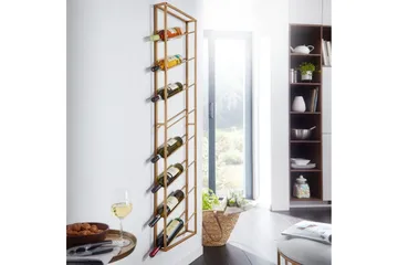 Vinställ Wohnling väggmonterad, plats för 8 flaskor, pulverlackerad metall, industriell loftstil Guld - Guld - Förvaring - Hyllor - Förvaringshylla - Vinställ & vinhylla