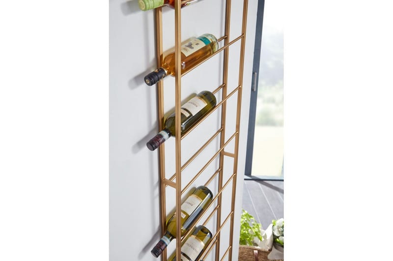 Vinställ Wohnling väggmonterad, plats för 8 flaskor, pulverlackerad metall, industriell loftstil Guld - Guld - Förvaring - Hyllor - Förvaringshylla - Vinställ & vinhylla