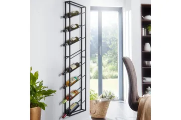 Vinställ Wohnling väggmonterad, plats för 8 flaskor, pulverlackerad metall, industriell loftstil Svart - Svart - Förvaring - Hyllor - Förvaringshylla - Vinställ & vinhylla