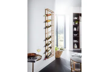 Vinställ Wohnling väggmonterad, plats för 8 flaskor, pulverlackerad metall, industriell loftstil Guld - Guld - Förvaring - Hyllor - Förvaringshylla - Vinställ & vinhylla