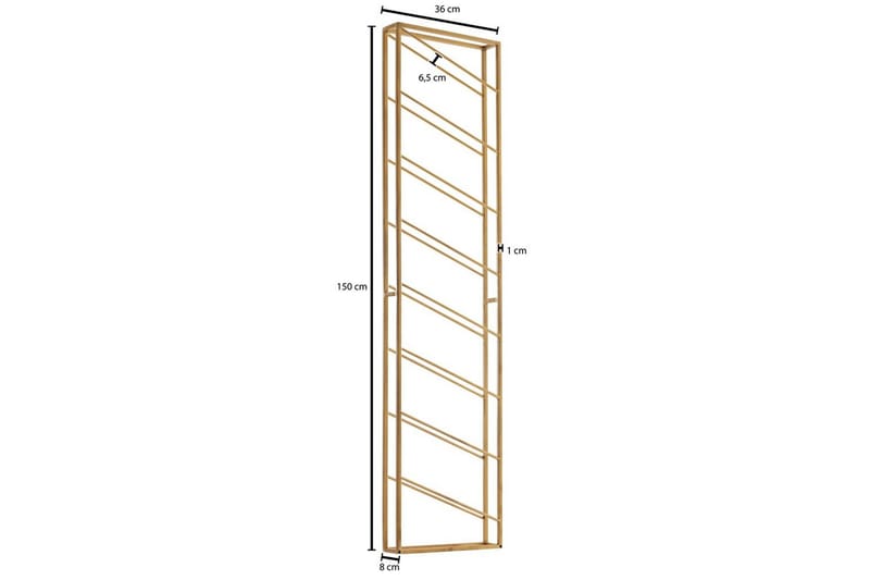 Vinställ Wohnling väggmonterad, plats för 8 flaskor, pulverlackerad metall, industriell loftstil Guld - Guld - Förvaring - Hyllor - Förvaringshylla - Vinställ & vinhylla