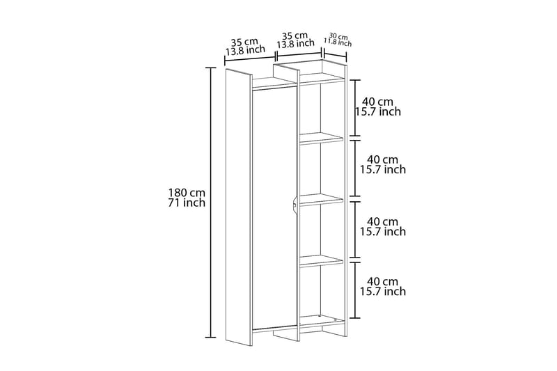 Gerard Bokhylla 70 cm - Vit - Förvaring - Hyllor - Bokhylla