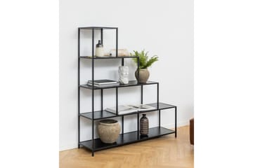 Hartsoe Bokhylla 135 cm i Metall med Träskiva - Svart - Förvaring - Hyllor - Bokhylla