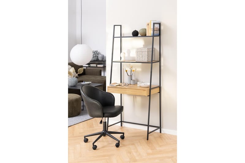 Hartsoe Bokhylla 77 cm i Metall med Träskiva - Svart|Beige - Förvaring - Hyllor - Bokhylla