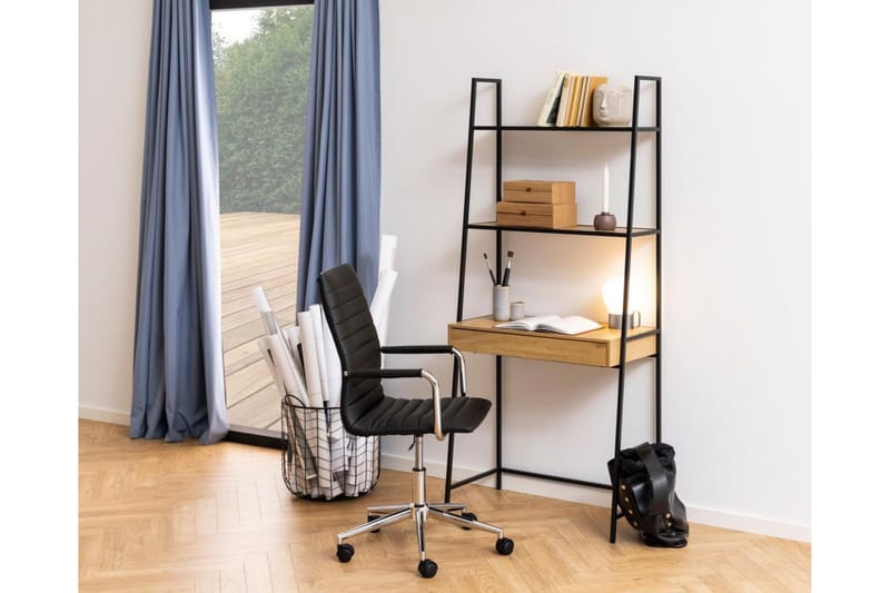 Hartsoe Bokhylla 77 cm i Metall med Träskiva - Svart|Beige - Förvaring - Hyllor - Bokhylla