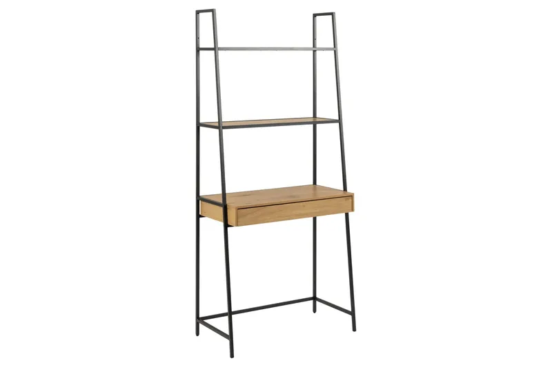 Hartsoe Bokhylla 77 cm i Metall med Träskiva, Svart|Beige