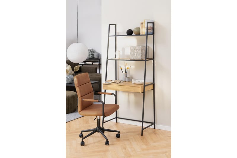 Hartsoe Bokhylla 77 cm i Metall med Träskiva - Svart|Beige - Förvaring - Hyllor - Bokhylla