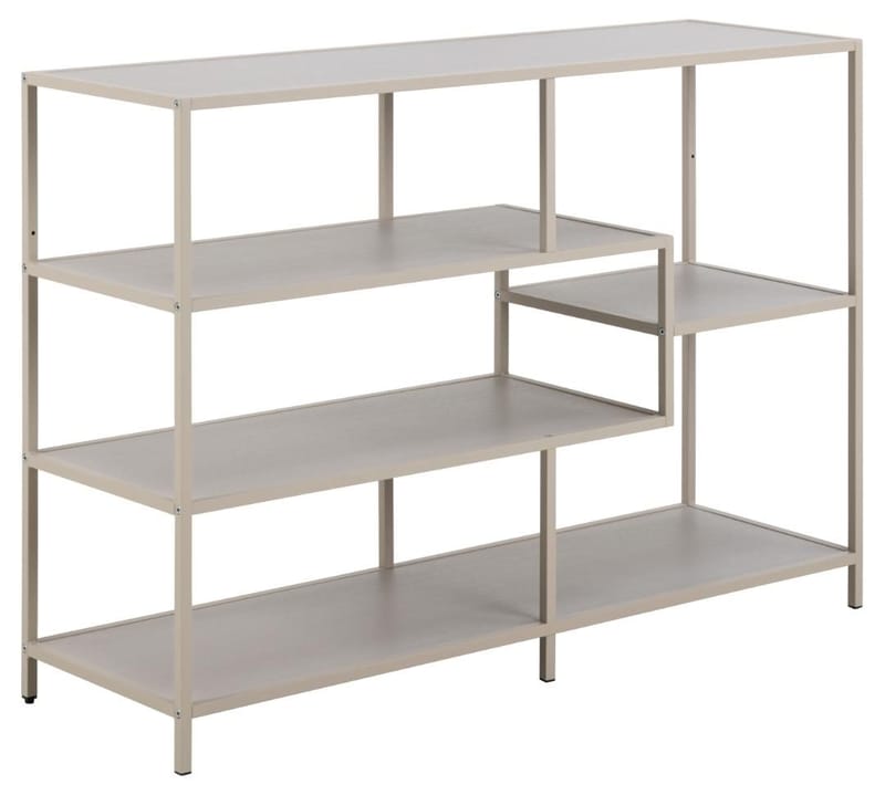 Hasslevik Bokhylla 114 cm i Metall med Träskiva, Sandbeige