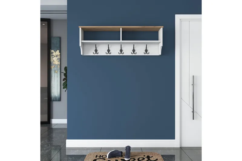 Caraway Hatthylla 120x22,2 cm Vit/Brun - Hanah Home - Förvaring - Hyllor - Hatthylla