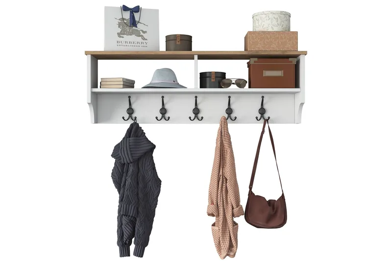 Caraway Hatthylla 120x22,2 cm Vit/Brun - Hanah Home - Förvaring - Hyllor - Hatthylla