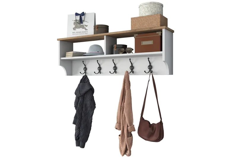 Caraway Hatthylla 120x22,2 cm Vit/Brun - Hanah Home - Förvaring - Hyllor - Hatthylla