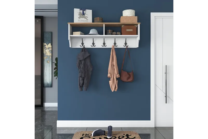 Caraway Hatthylla 120x22,2 cm Vit/Brun - Hanah Home - Förvaring - Hyllor - Hatthylla