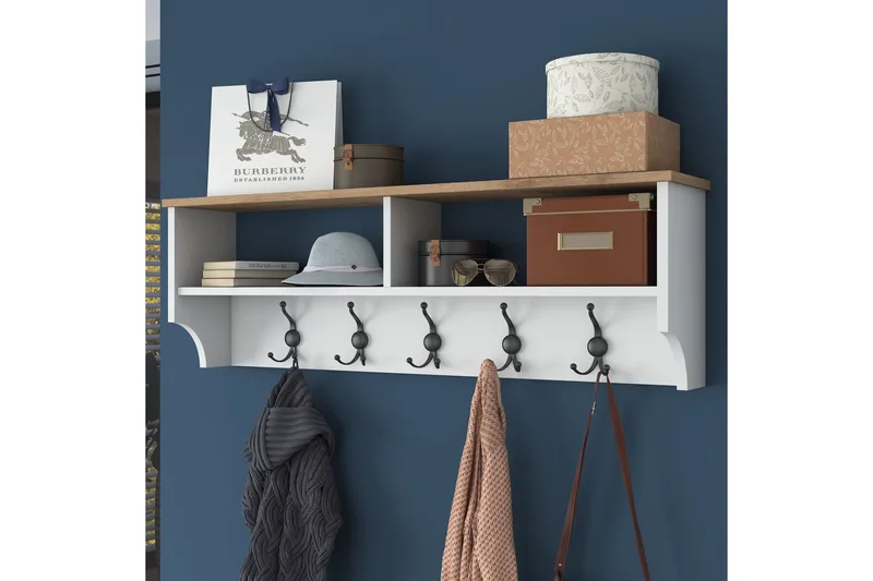 Caraway Hatthylla 120x22,2 cm Vit/Brun - Hanah Home - Förvaring - Hyllor - Hatthylla