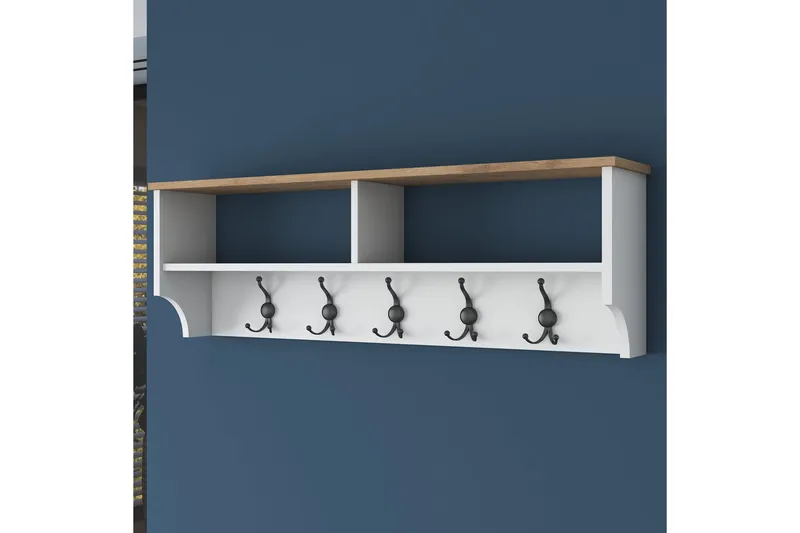 Caraway Hatthylla 120x22,2 cm Vit/Brun - Hanah Home - Förvaring - Hyllor - Hatthylla