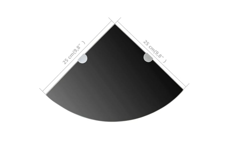 Hörnhylla glas med förkromade hyllkonsoler svart 25x25 cm - Svart - Hörnhylla