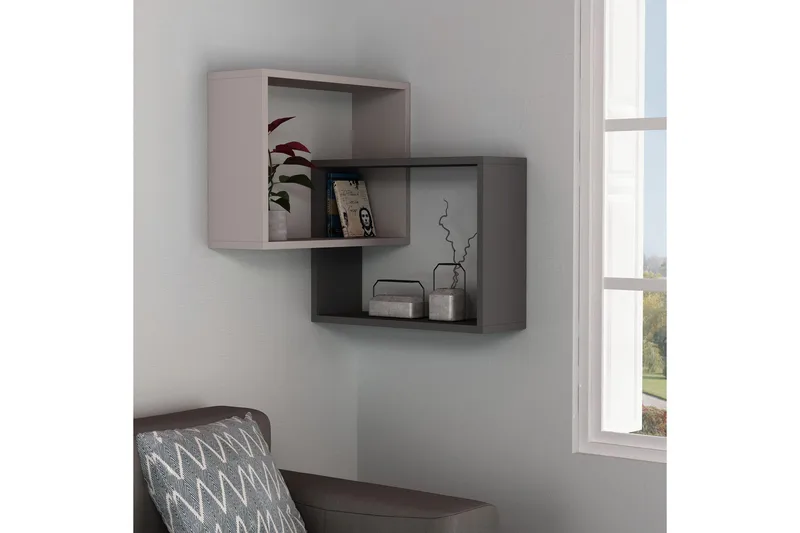 Homitis Vägghylla - Trä/Mörkgrå - Förvaring - Hyllor - Hörnhylla