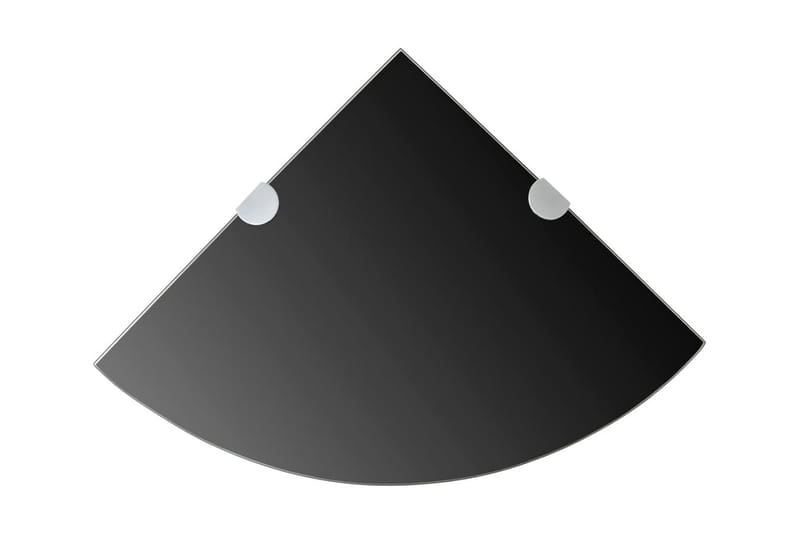 Hörnhylla glas med förkromade hyllkonsoler svart 35x35 cm - Svart - Hörnhylla