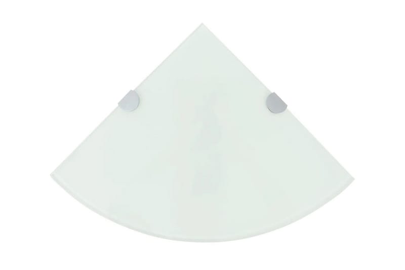Hörnhylla glas med förkromade hyllkonsoler vit 25x25 cm - Vit - Förvaring - Hyllor - Hörnhylla