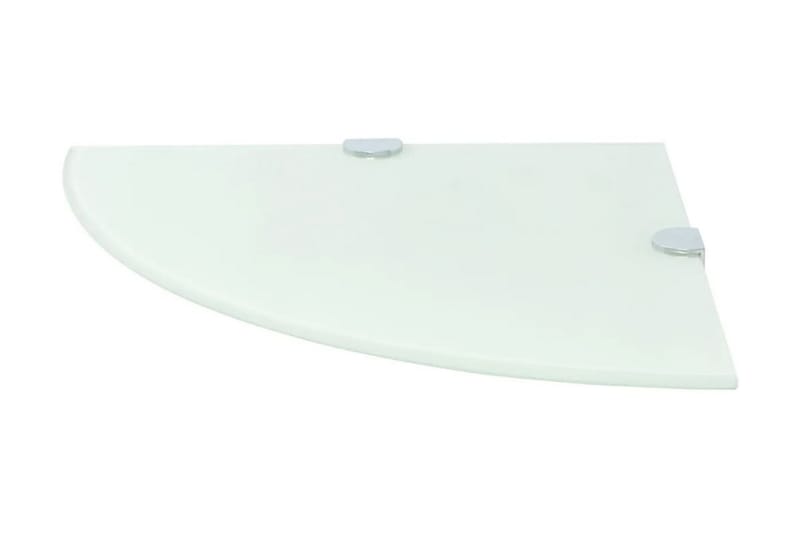 Hörnhylla glas med förkromade hyllkonsoler vit 35x35 cm - Vit - Förvaring - Hyllor - Hörnhylla