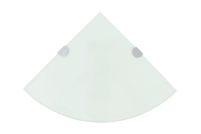 Hörnhylla glas med förkromade hyllkonsoler vit 35x35 cm - Vit - Förvaring - Hyllor - Hörnhylla